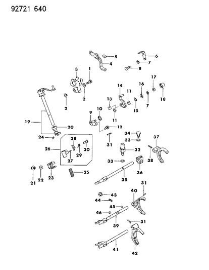 1993 Dodge Colt Control, Shift Diagram 1