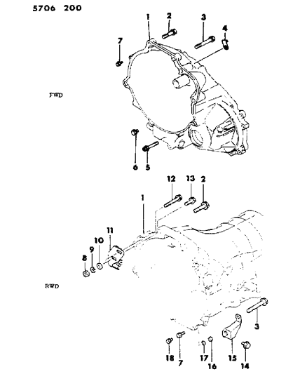 1986 Dodge Ram 50 Housing - Clutch With Mounting Bolts Diagram