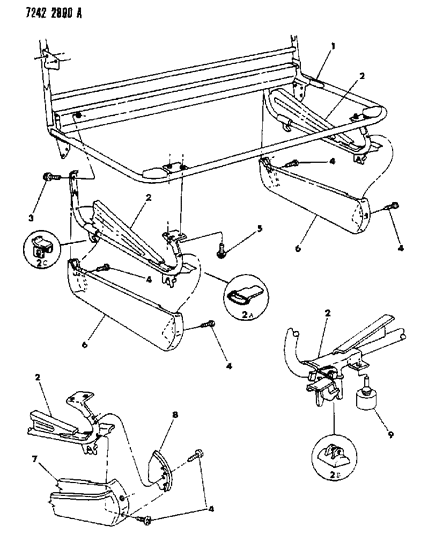 1987 Dodge Caravan Risers - Rear Seats Diagram