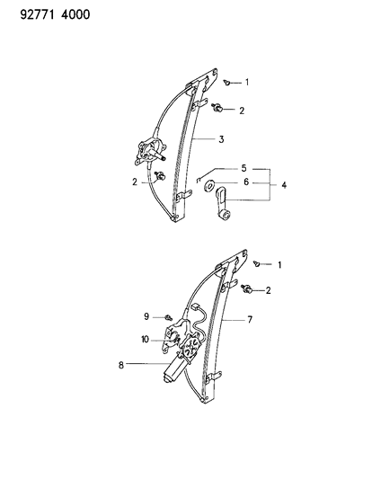 1994 Dodge Colt Front Door Window Regulator Diagram for MB827402