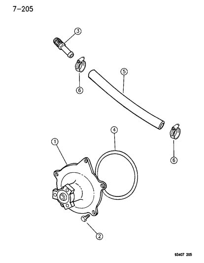 1993 Dodge Intrepid Water Pump & Related Parts Diagram