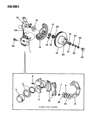 1988 Dodge Diplomat Brakes, Front Diagram