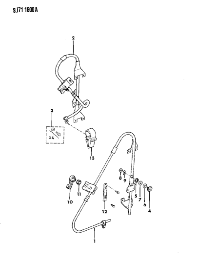 1989 Jeep Cherokee Handle Diagram for 35025110