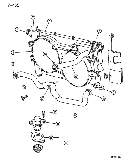 1996 Dodge Grand Caravan Radiator & Related Parts Diagram 2