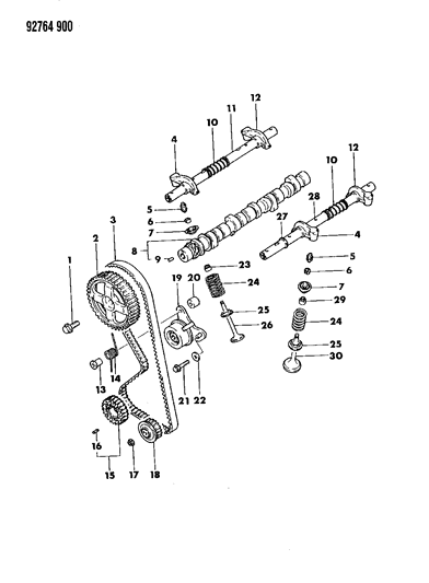 1992 Dodge Ram 50 Belt, Valve Timing Diagram for MD140229