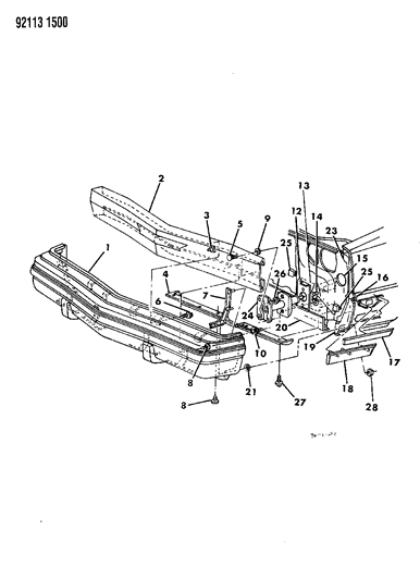 1992 Dodge Dynasty Fascia, Front Diagram 2