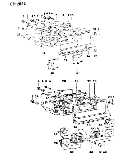 1987 Dodge Ram 50 Cluster, Instrument Panel Diagram
