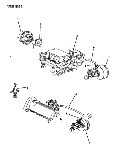 1992 Dodge Dynasty Booster, Power Brake Diagram