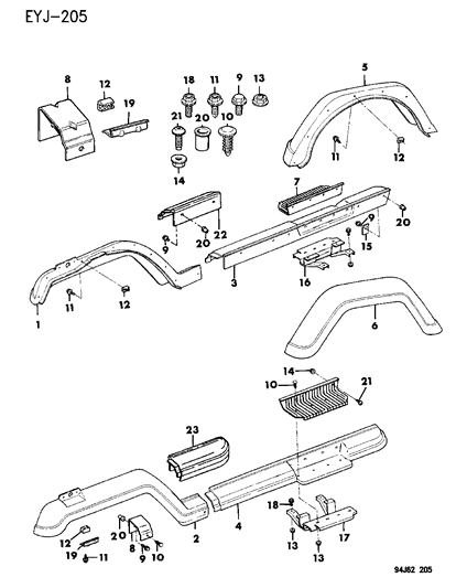 1995 Jeep Wrangler Extensions Fender And Rear Quarter Diagram