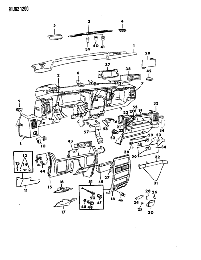 1993 Jeep Grand Cherokee Latch Glovebox Door Diagram for 5DE01LD5