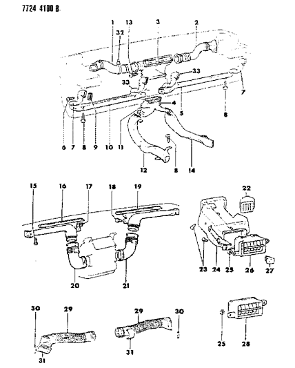 1987 Dodge Raider Air Ducts & Outlets Diagram