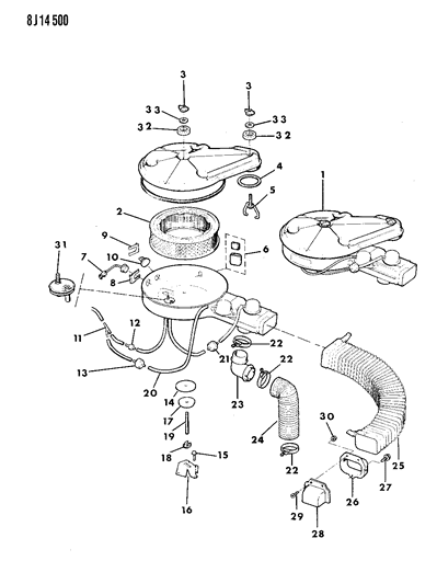 1989 Jeep Wrangler Gasket-Air Cleaner To Carb Diagram for 33001475
