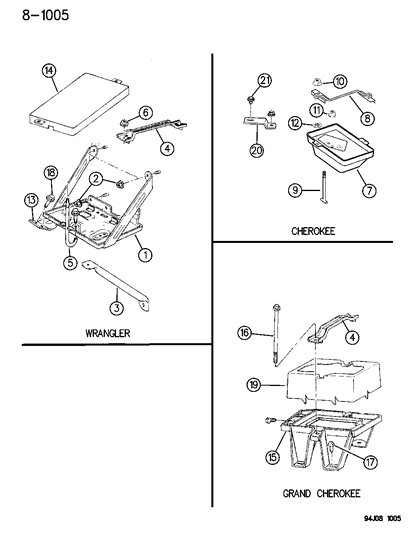 1994 Jeep Grand Cherokee Battery Trays Diagram