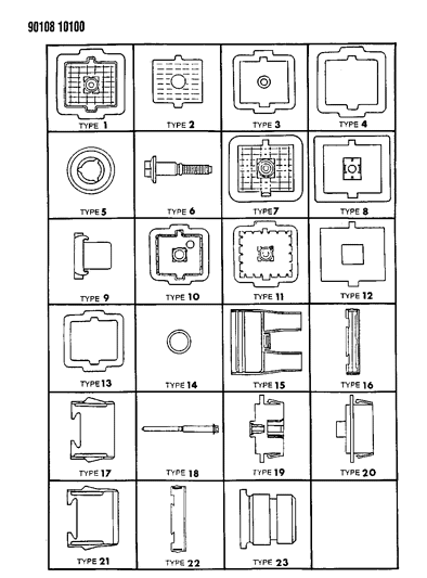 1990 Dodge Shadow Bulkhead Connectors & Components Diagram