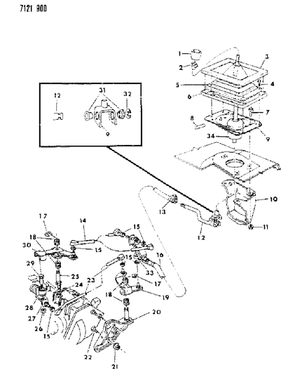 1987 Dodge Omni Controls, Gearshift Diagram