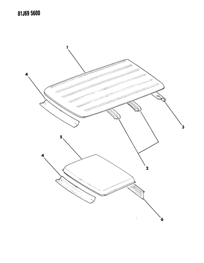 1986 Jeep Comanche Panels - Roof Diagram