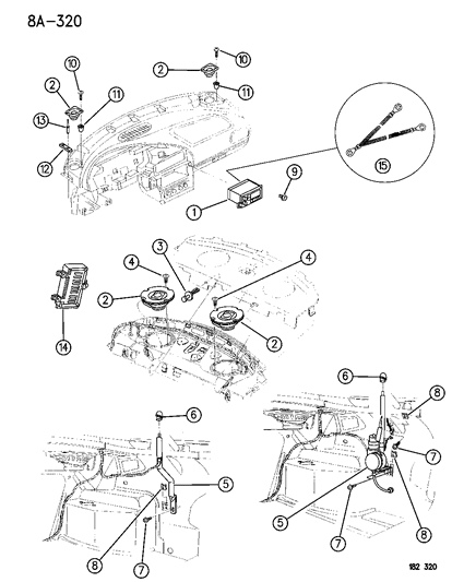 1996 Chrysler Sebring Radio - Speaker & Antenna Diagram