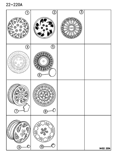 1994 Chrysler LeBaron Wheel Cover Diagram for 4626089