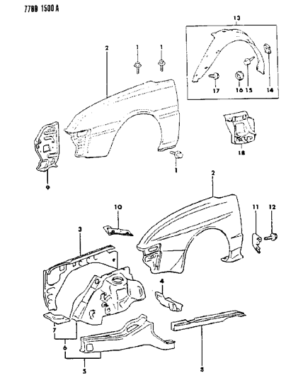 1988 Chrysler Conquest Fender Diagram