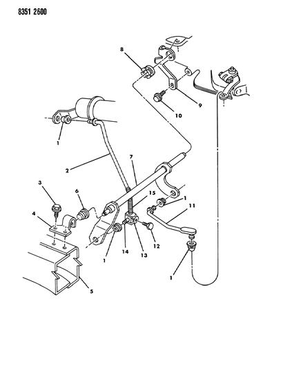 1989 Dodge Dakota Controls, Gearshift, Lower Diagram