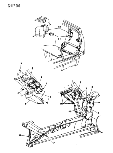 1992 Chrysler Imperial Electronic Leveling & Air Suspension Compressor & Lines Diagram