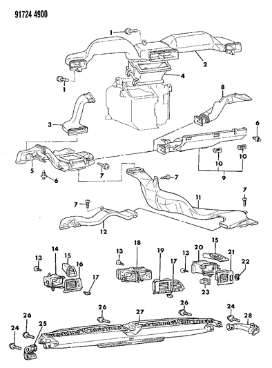 1991 Dodge Colt Air Ducts & Outlets Diagram