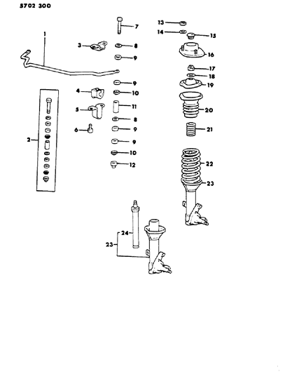 1986 Dodge Conquest Suspension - Front Diagram