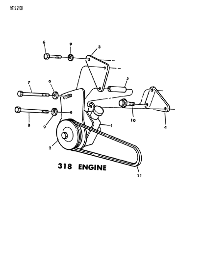 1985 Chrysler Fifth Avenue Power Steering Pump Engine Brackets Diagram