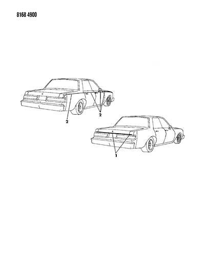 1988 Chrysler Fifth Avenue Tape Stripes & Decals - Exterior View Diagram 4