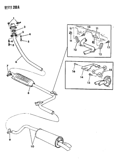 1991 Chrysler LeBaron GTC Exhaust System Diagram 1