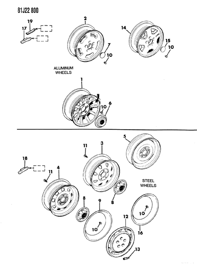1985 Jeep Wagoneer Wheels, Caps Covers And Weights Diagram