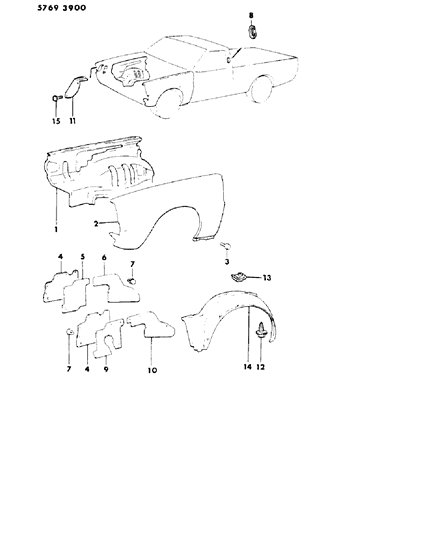 1986 Dodge Ram 50 Fender, Front Diagram