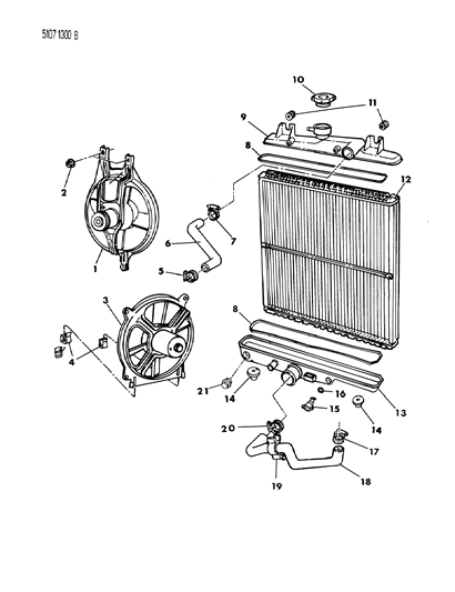 1985 Dodge Caravan Radiator & Related Parts Diagram 1