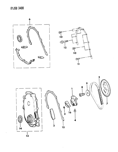 1986 Jeep Wrangler Timing Cover & Intermediate Shaft Diagram 1