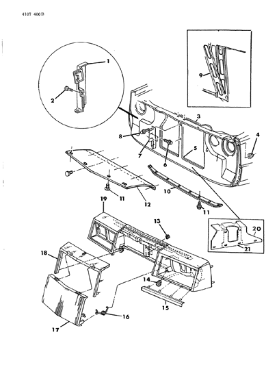 1984 Chrysler Laser Grille & Related Parts Diagram