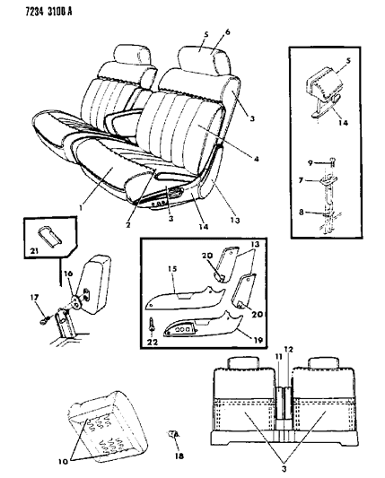 1987 Chrysler LeBaron Base Front Seat Diagram 6