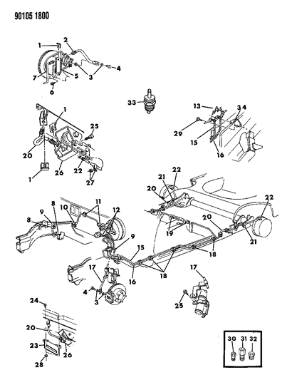 1990 Dodge Shadow Lines & Hoses, Brake Diagram