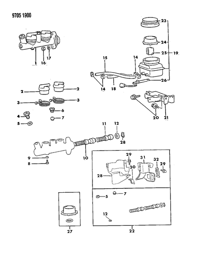 1989 Chrysler Conquest Brake Master Cylinder Diagram