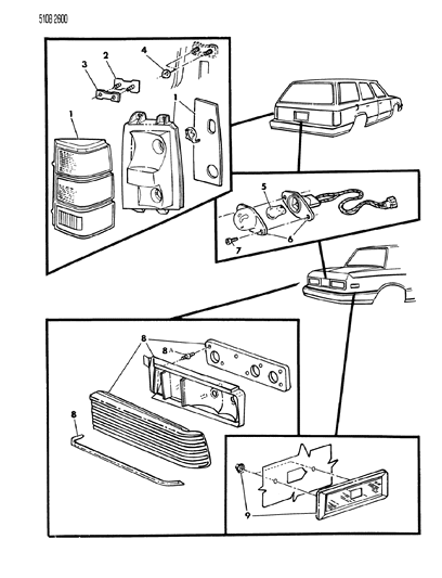 1985 Dodge Lancer Lamps & Wiring - Rear Diagram 2