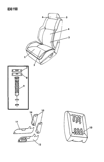 1988 Chrysler LeBaron GTS Front Seat Diagram 3