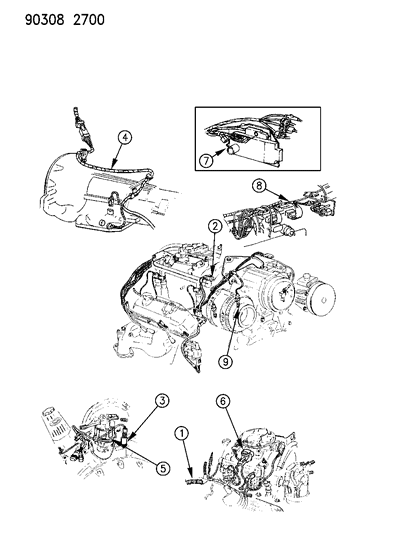 1990 Dodge Ram Van Wiring - Engine - Front End & Related Parts Diagram 1