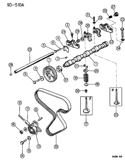 1994 Jeep Cherokee Camshaft & Valves Diagram 2
