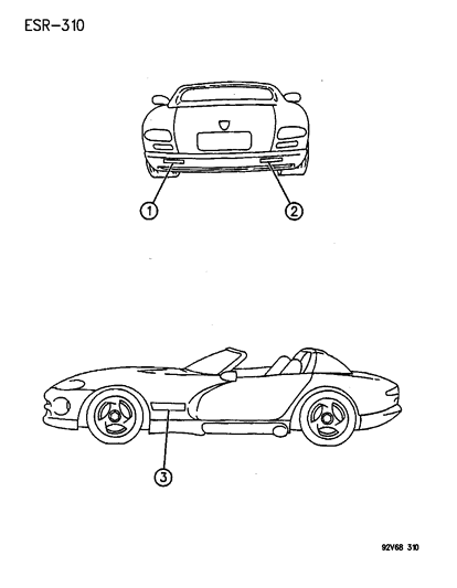 1994 Dodge Viper Decal - Dodge Fascia Rear Diagram for GC54PJE