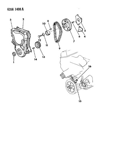 1987 Dodge Dakota Timing Cover And Indicator Diagram