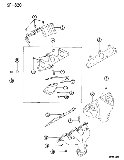 1995 Chrysler Cirrus Manifolds - Intake & Exhaust Diagram 3