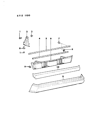 1986 Dodge Conquest Bumper, Rear Diagram