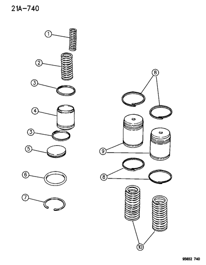 1996 Chrysler Sebring Accumulator Piston & Spring Diagram