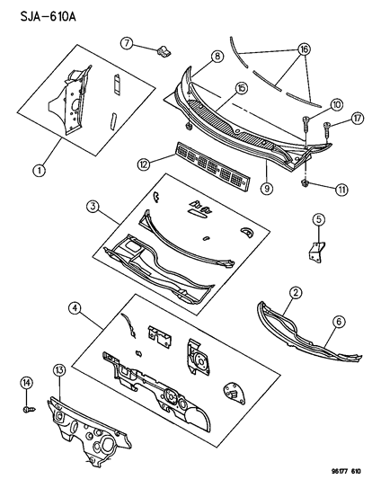 1996 Dodge Stratus Seal Hood To Fender Diagram for 4646500