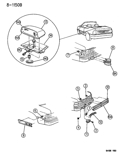 1994 Chrysler LeBaron Lamps & Wiring - Rear Diagram