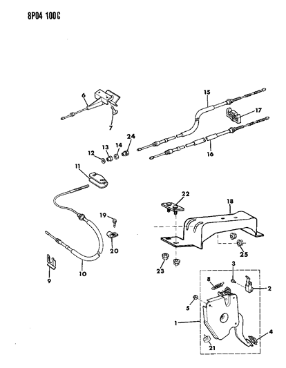 1991 Dodge Monaco Lever & Cables, Parking Brake Diagram